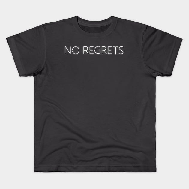 No Regrets - White Neon Kids T-Shirt by wholelotofneon